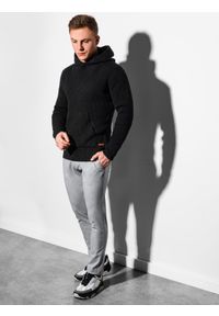 Ombre Clothing - Sweter męski E181 - czarny - XXL. Kolor: czarny. Materiał: akryl #3