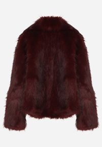Born2be - Bordowa Kurtka Futerko z Szerokim Kołnierzem Vertilira. Okazja: na co dzień. Kolor: czerwony. Materiał: futro. Styl: wizytowy, casual, elegancki #6