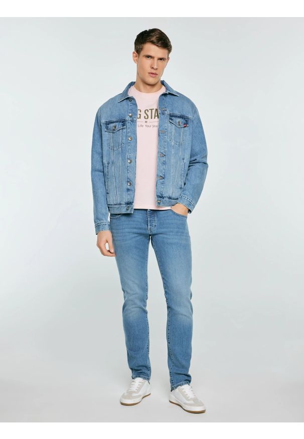 Big-Star - Koszulka męska o klasycznym kroju różowa Bruno 600. Kolor: różowy. Materiał: bawełna. Wzór: nadruk. Styl: klasyczny