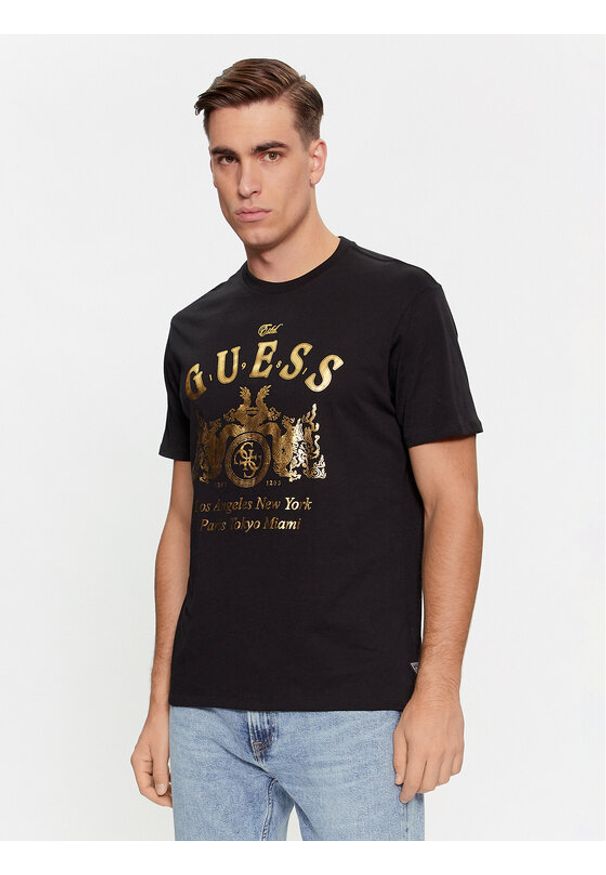 Guess T-Shirt M4RI54 K9RM1 Czarny Regular Fit. Kolor: czarny. Materiał: bawełna