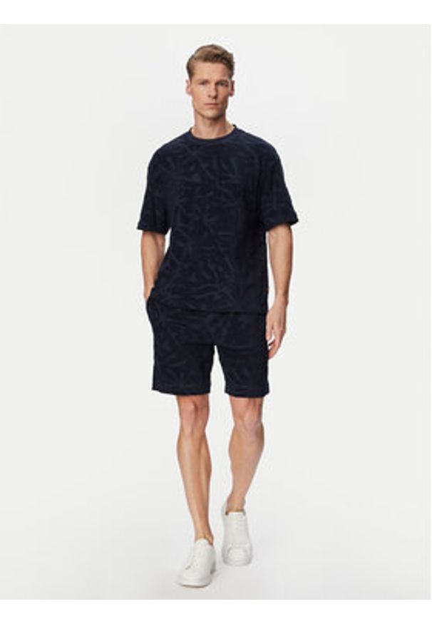 BOSS T-Shirt Flower 50559227 Granatowy Regular Fit. Kolor: niebieski. Materiał: bawełna