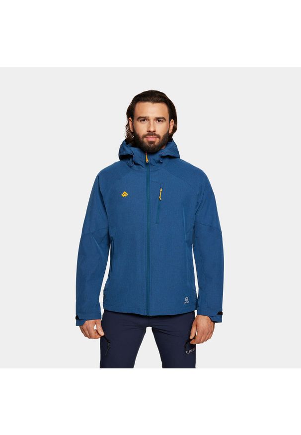 Kurtka męska softshell Alpinus Lautaro. Kolor: niebieski, żółty, wielokolorowy. Materiał: softshell. Sport: turystyka piesza