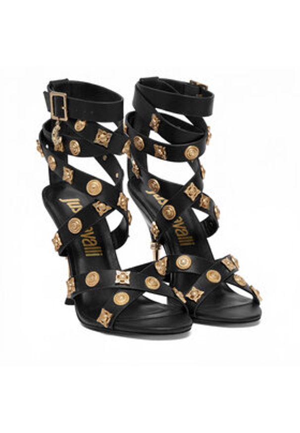 Just Cavalli Sandały 80RA3S40 ZSE55 Czarny. Kolor: czarny. Materiał: skóra