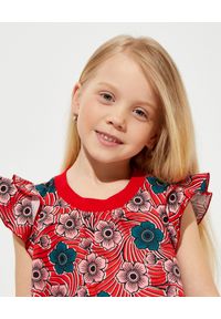 MONCLER KIDS - Czerwona sukienka w kwiaty 4-8 lat. Kolor: czerwony. Materiał: bawełna, prążkowany. Wzór: kwiaty. Sezon: lato. Typ sukienki: rozkloszowane #5