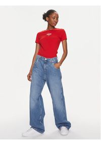 Tommy Jeans T-Shirt Essential DW0DW17839 Czerwony Slim Fit. Kolor: czerwony. Materiał: bawełna, syntetyk #4