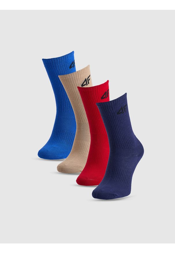 4f - 4F Skarpetki casual za kostkę (4-pack) chłopięce - multikolor 32-34. Kolor: wielokolorowy. Materiał: włókno, materiał, poliamid, bawełna