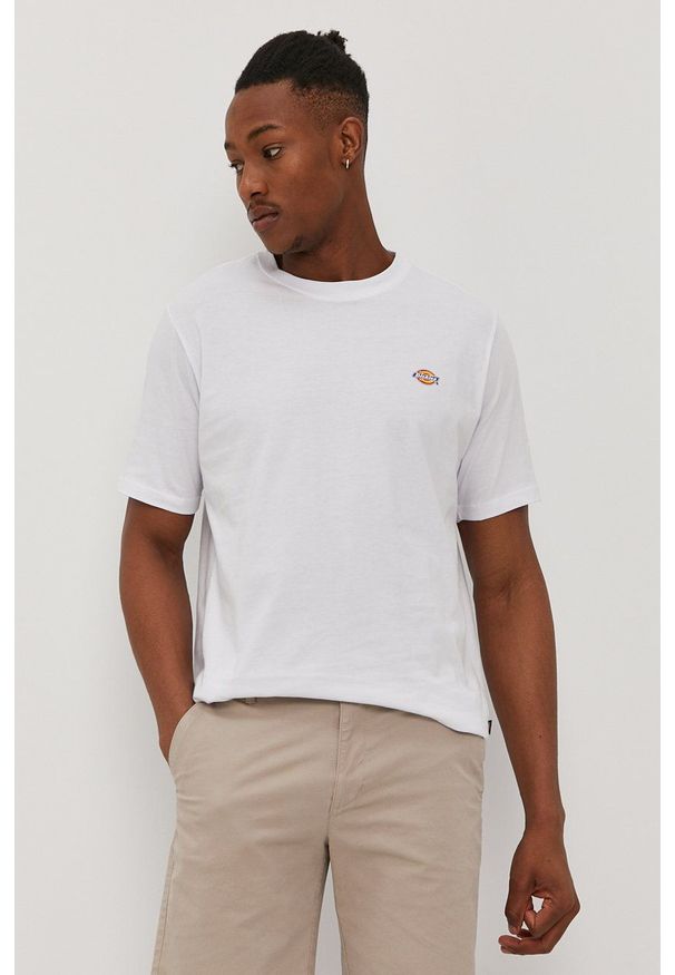 Dickies - T-shirt. Okazja: na co dzień. Kolor: biały. Materiał: dzianina. Styl: casual