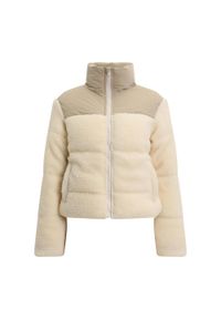 Urban Classics - Krótka Ocieplana Kurtka Damska Sherpa. Kolor: biały, wielokolorowy, beżowy. Długość: krótkie