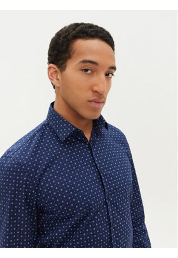 Calvin Klein Koszula K10K114313 Granatowy Slim Fit. Kolor: niebieski. Materiał: bawełna