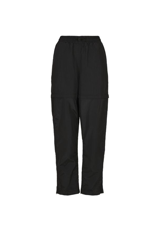 Spodnie damskie Urban Classics shiny crinkle nylon zip. Kolor: czarny. Materiał: nylon. Długość: długie