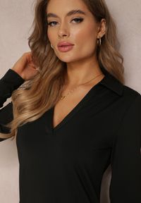 Renee - Czarna Sukienka Naesione. Okazja: na co dzień. Kolor: czarny. Materiał: dzianina. Długość rękawa: długi rękaw. Typ sukienki: proste. Styl: klasyczny, elegancki, casual. Długość: mini #5