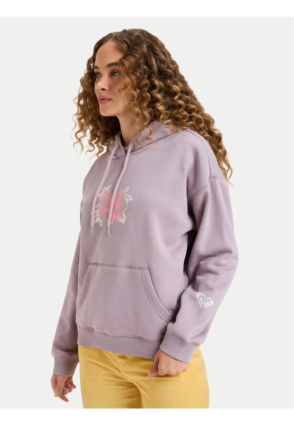 Roxy Bluza Perfect Place Brushed ERJFT05032 Fioletowy Regular Fit. Kolor: fioletowy. Materiał: bawełna