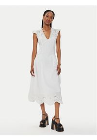 TwinSet - TWINSET Sukienka letnia 241TT2330 Biały Regular Fit. Kolor: biały. Materiał: len. Sezon: lato
