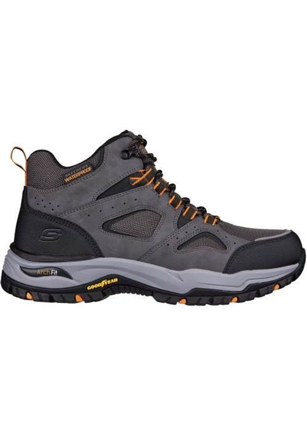 skechers - Buty trekkingowe męskie Skechers Arch Fit Dawson Millard. Wysokość cholewki: za kostkę. Zapięcie: sznurówki. Kolor: szary. Materiał: materiał, syntetyk. Szerokość cholewki: normalna