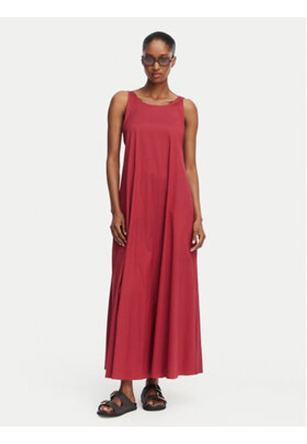 Max Mara Beachwear Sukienka codzienna 2616221039650 Czerwony Regular Fit. Okazja: na co dzień. Kolor: czerwony. Materiał: bawełna. Typ sukienki: proste. Styl: casual