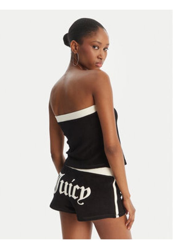 Juicy Couture Top Applique Terry JCWSC126314 Czarny Slim Fit. Kolor: czarny. Materiał: bawełna