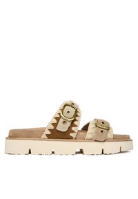 Mou Klapki MU.SW461023A Beżowy. Kolor: beżowy. Materiał: skóra, zamsz #1