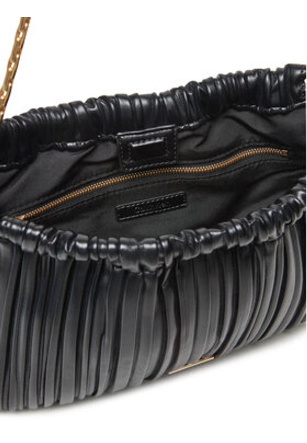 Calvin Klein Torebka Drawstring Plisse Crossbody LV04F3076G Czarny. Kolor: czarny. Materiał: skórzane