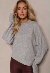 Renee - Szary Casualowy Sweter z Wełną Sassilae. Okazja: na co dzień. Kolor: szary. Materiał: wełna. Styl: casual