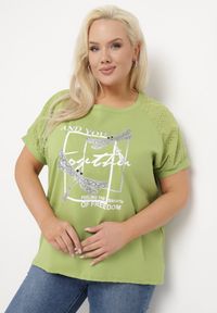 Born2be - Jasnozielony Bawełniany T-shirt z Nadrukiem z Przodu Salaura. Kolor: zielony. Materiał: bawełna. Wzór: nadruk. Sezon: lato #6