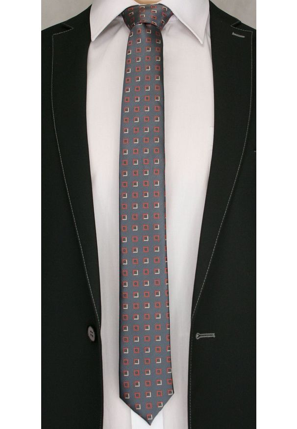 Szary krawat Angelo di Monti elegancki, w geometryczne wzory