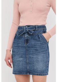 Morgan spódnica jeansowa kolor granatowy mini prosta. Okazja: na co dzień. Kolor: niebieski. Materiał: jeans. Styl: casual