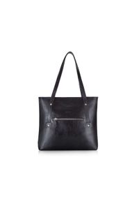 Shopper bag c. brązowy Solier FL23 DARK BROWN. Kolor: czarny. Materiał: skórzane