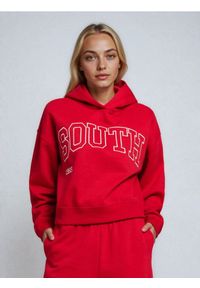 Sinsay - Bluza hoodie z nadrukiem - czerwony. Kolor: czerwony. Wzór: nadruk #1