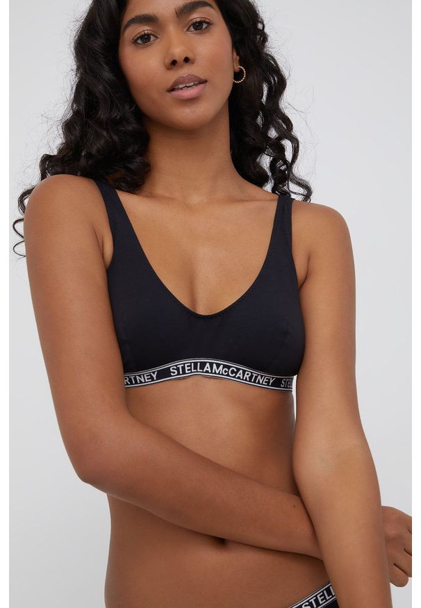 Stella McCartney Lingerie Biustonosz kolor czarny bawełniany gładki. Kolor: czarny. Materiał: bawełna. Rodzaj stanika: odpinane ramiączka. Wzór: gładki