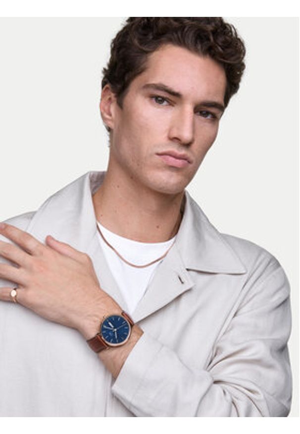 Daniel Wellington Zegarek Classic Day Display 40 DW00100830 Różowe złoto. Kolor: wielokolorowy, różowy, złoty. Materiał: skóra