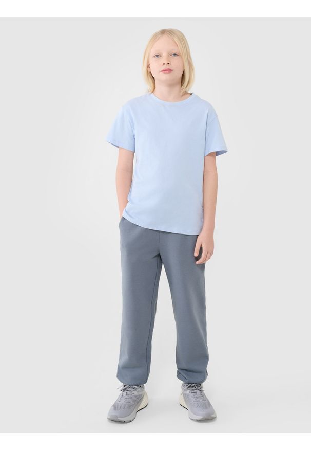 4f - 4F Spodnie dresowe joggery chłopięce - turkusowe 122 (6-7 lat). Okazja: na co dzień. Kolor: turkusowy. Materiał: dresówka. Wzór: ze splotem, gładki. Sezon: lato. Styl: sportowy, casual