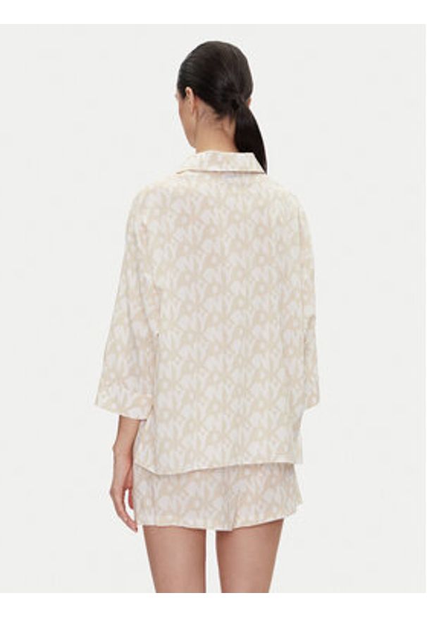 DKNY Piżama YI80048 Beżowy Regular Fit. Kolor: beżowy. Materiał: bawełna