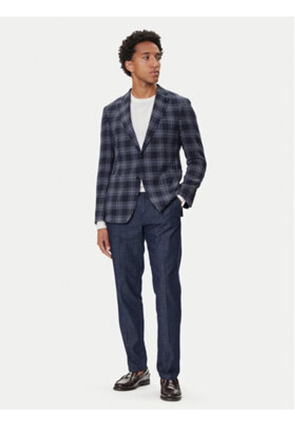 JOOP! Marynarka 17 JB-47Hoverest 30045029 Granatowy Slim Fit. Kolor: niebieski. Materiał: bawełna