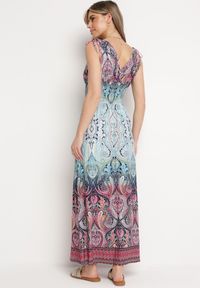 Born2be - Jasnoniebieska Sukienka Boho na Lato ze Sznurkami na Ramionach i Gumką w Talii Aharleta. Kolor: niebieski. Sezon: lato. Styl: boho #6