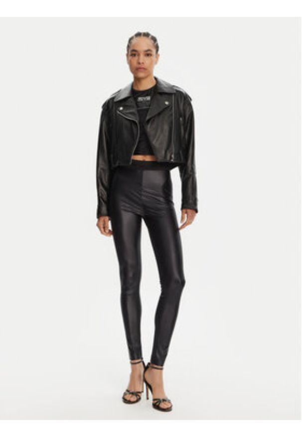 Versace Jeans Couture Legginsy 78HAC101 Czarny Slim Fit. Kolor: czarny. Materiał: syntetyk