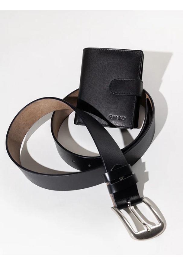 Ryłko - Czarny pasek męski ze skóry licowej. Kolor: czarny. Materiał: skóra. Styl: klasyczny, casual, street, elegancki