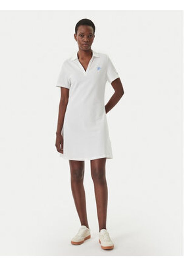 TOMMY HILFIGER - Tommy Hilfiger Sukienka codzienna WW0WW48749 Écru Regular Fit. Okazja: na co dzień. Kolor: kremowy. Materiał: bawełna. Typ sukienki: proste. Styl: casual