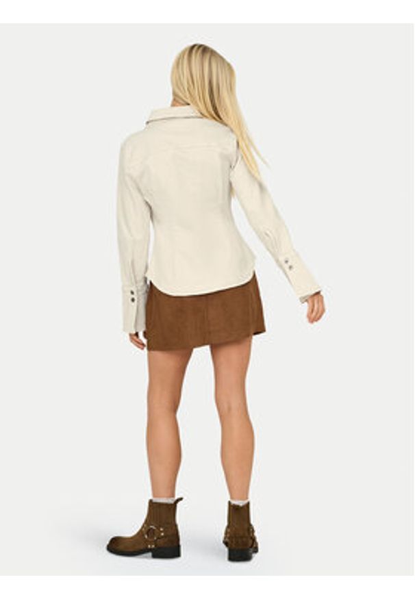 only - ONLY Koszula jeansowa Perla 15359156 Beżowy Slim Fit. Kolor: beżowy. Materiał: bawełna