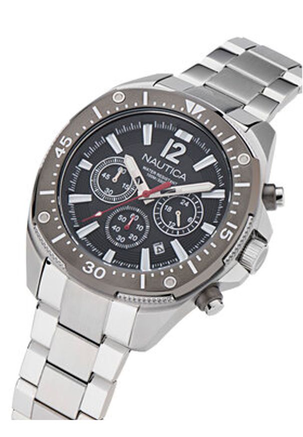 Nautica Zegarek Sporty Chronograph NAPBSS505 Srebrny. Kolor: srebrny. Styl: sportowy