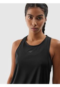 4f - 4F Top do biegania szybkoschnący damski - czarny XL. Kolor: czarny. Materiał: dzianina, włókno, syntetyk, materiał. Długość: krótkie. Wzór: gładki, ze splotem. Sport: fitness, bieganie #1