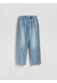 Reserved - Jeansy wide leg z aplikacją - niebieski. Kolor: niebieski. Wzór: aplikacja #1