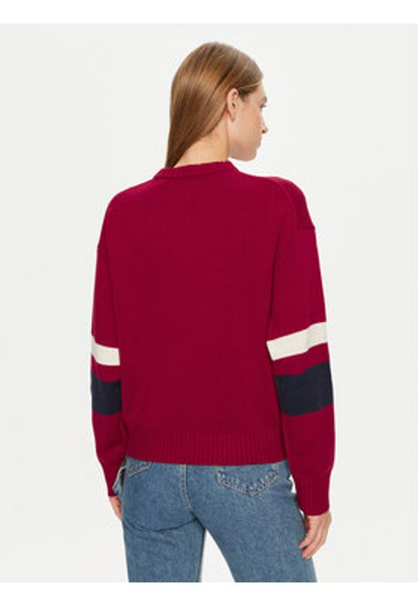 Guess Jeans Sweter W4BR11 Z3HN2 Czerwony Regular Fit. Kolor: czerwony. Materiał: syntetyk