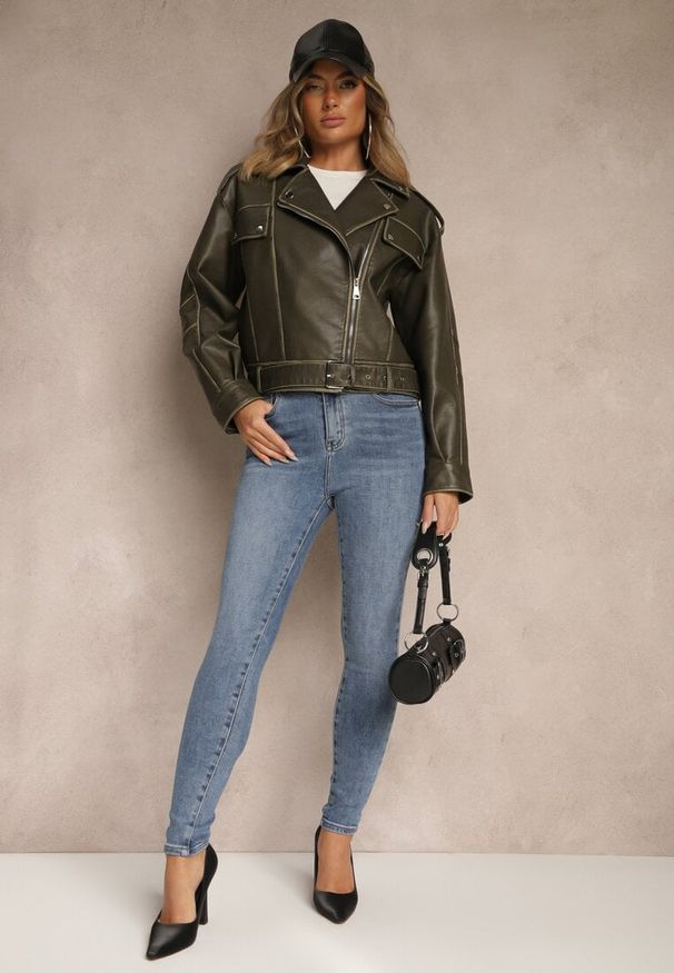 Renee - Niebieskie Jeansy Skinny High Waist Melarrii. Okazja: na co dzień. Stan: podwyższony. Kolor: niebieski. Wzór: gładki. Styl: casual, klasyczny