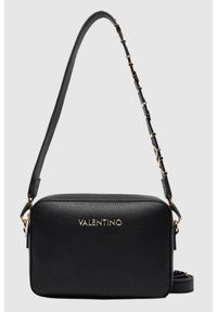 Valentino by Mario Valentino - VALENTINO Czarna torebka Alexia Camera Bag. Kolor: czarny. Wzór: paski. Styl: klasyczny #7