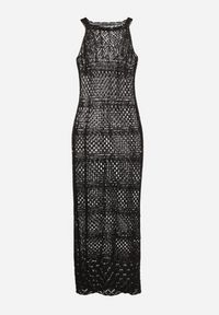 Born2be - Czarna Sukienka o Taliowanym Kroju z Ażurowej Dzianiny Tiamisse. Kolor: czarny. Materiał: dzianina. Wzór: ażurowy. Sezon: lato. Typ sukienki: oversize. Styl: elegancki #2