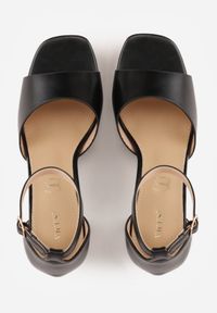 Born2be - Czarne Sandały VICES na Platformie i Słupku ze Skórzaną Wkładką Phelusa. Okazja: na wesele, do pracy, na spotkanie biznesowe, na ślub cywilny. Zapięcie: pasek. Kolor: czarny. Materiał: skóra. Obcas: na platformie. Styl: biznesowy. Wysokość obcasa: średni #6