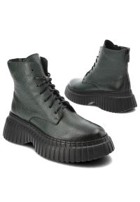 Zielone Botki Armodo Ciepłe Obuwie Damskie. Okazja: na co dzień. Kolor: zielony. Materiał: skóra. Styl: casual #6