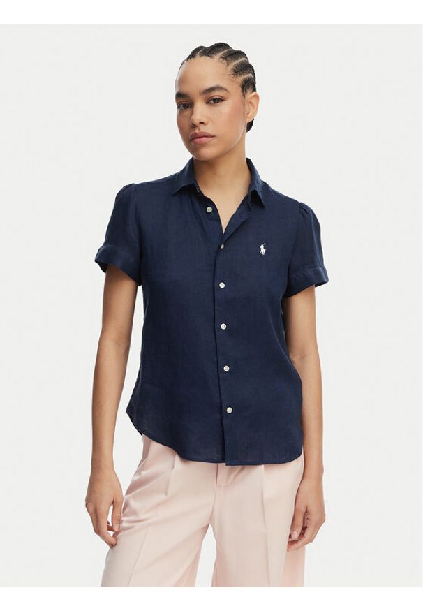 Polo Ralph Lauren Koszula 211973366506 Granatowy Regular Fit. Typ kołnierza: polo. Kolor: niebieski. Materiał: len