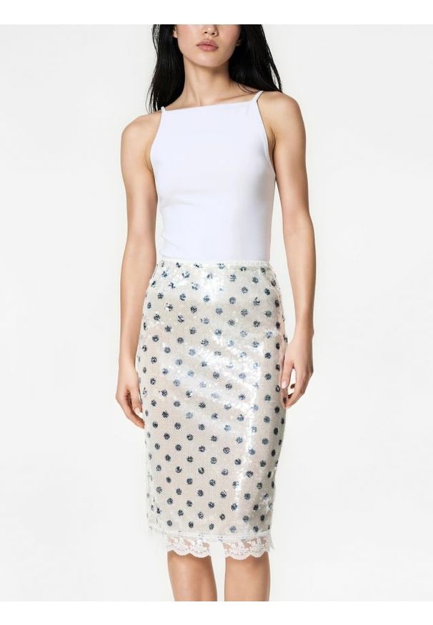 Reserved - Spódnica midi z cekinami - wielobarwny. Materiał: dzianina