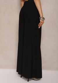 Renee - Czarne Szerokie Spodnie z Wiskozy Mevilia. Okazja: na co dzień. Kolor: czarny. Materiał: wiskoza. Styl: elegancki, casual